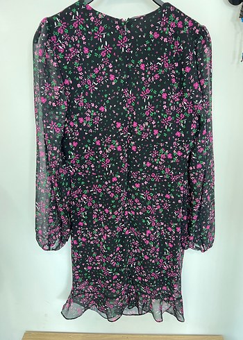 Uzun Kollu, Salaş Kesim Çiçek Desenli Kadın Elbise - Görsel 3