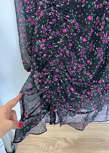 Uzun Kollu, Salaş Kesim Çiçek Desenli Kadın Elbise - Görsel 2