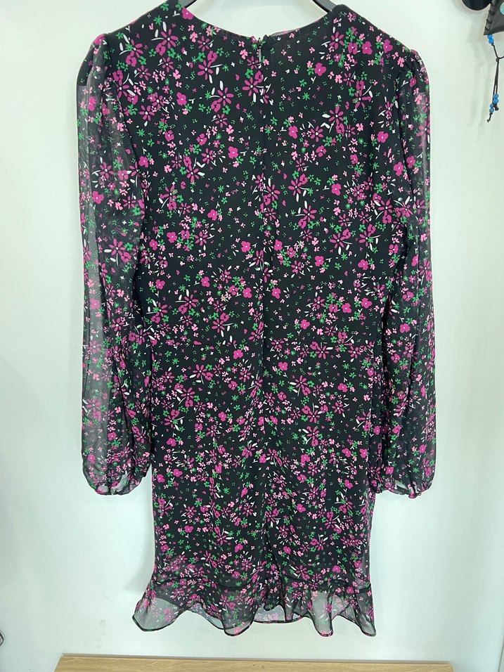 Uzun Kollu, Salaş Kesim Çiçek Desenli Kadın Elbise - Görsel 3