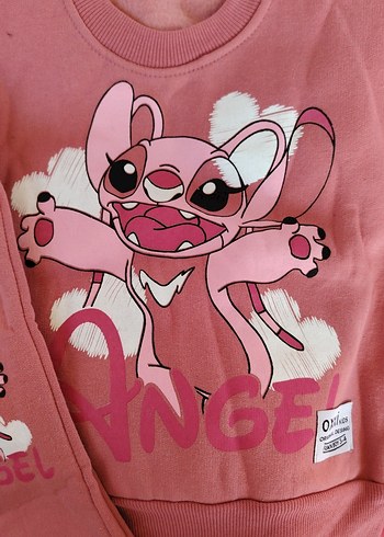 Gül kurusu, sitiş Baskılı Kız Çocuk Eşofman Takımı - Görsel 2