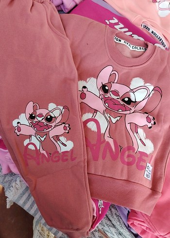 Gül kurusu, sitiş Baskılı Kız Çocuk Eşofman Takımı - Görsel 3