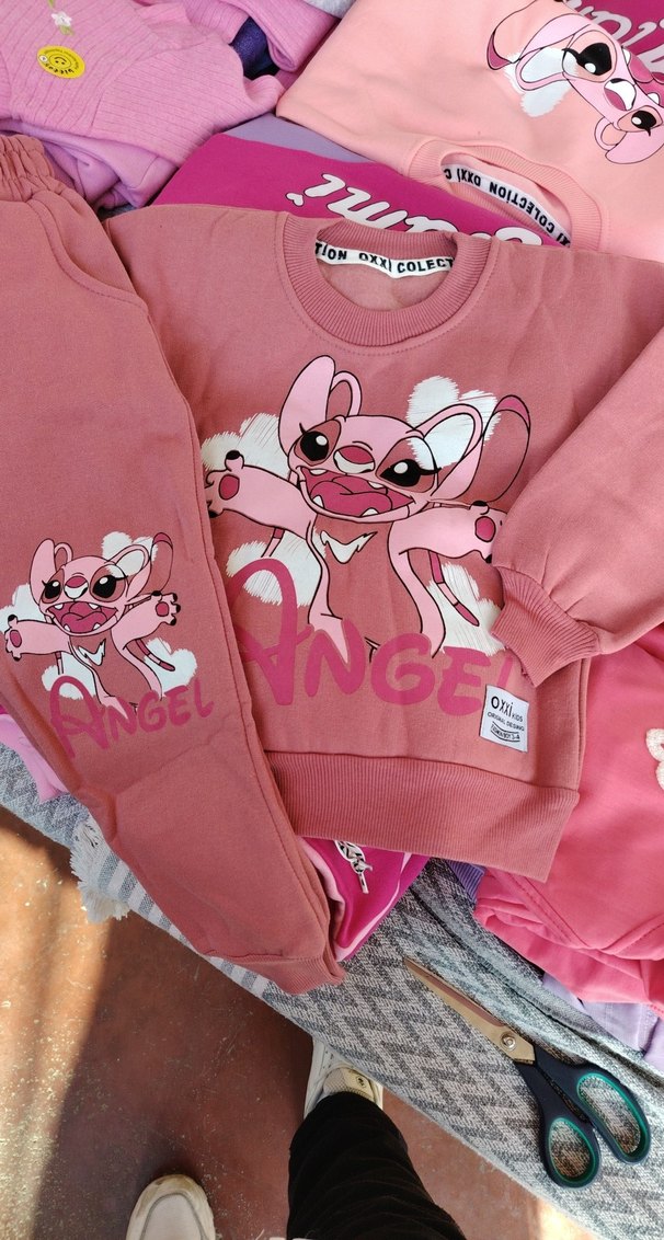 Gül kurusu, sitiş Baskılı Kız Çocuk Eşofman Takımı - Görsel 4