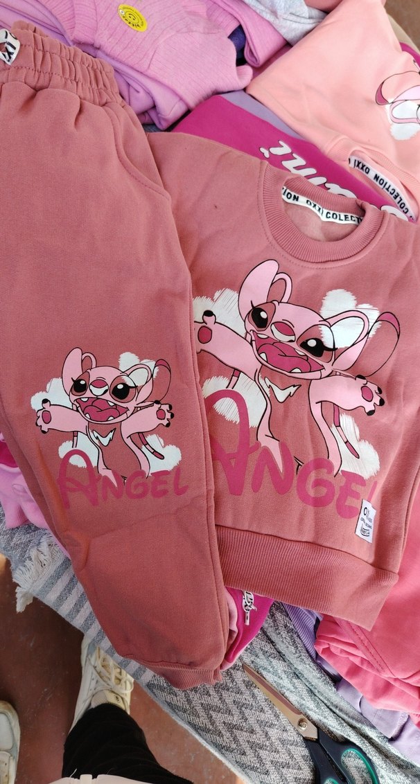 Gül kurusu, sitiş Baskılı Kız Çocuk Eşofman Takımı - Görsel 3