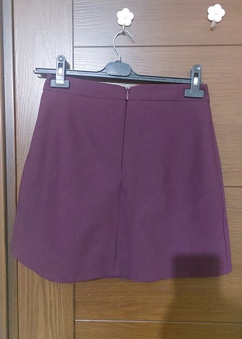 Düğmeli Bordo Midi Mini Etek - Görsel 2