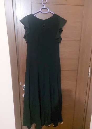 Püsküllü Nakışlı Siyah Uzun Bohem Elbise - Görsel 3