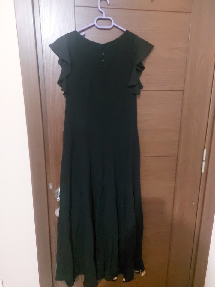 Püsküllü Nakışlı Siyah Uzun Bohem Elbise - Görsel 3