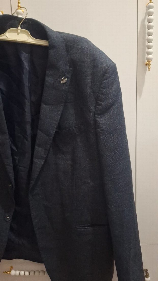 Düğmeli Gri Erkek Takım Ceketi - Görsel 4