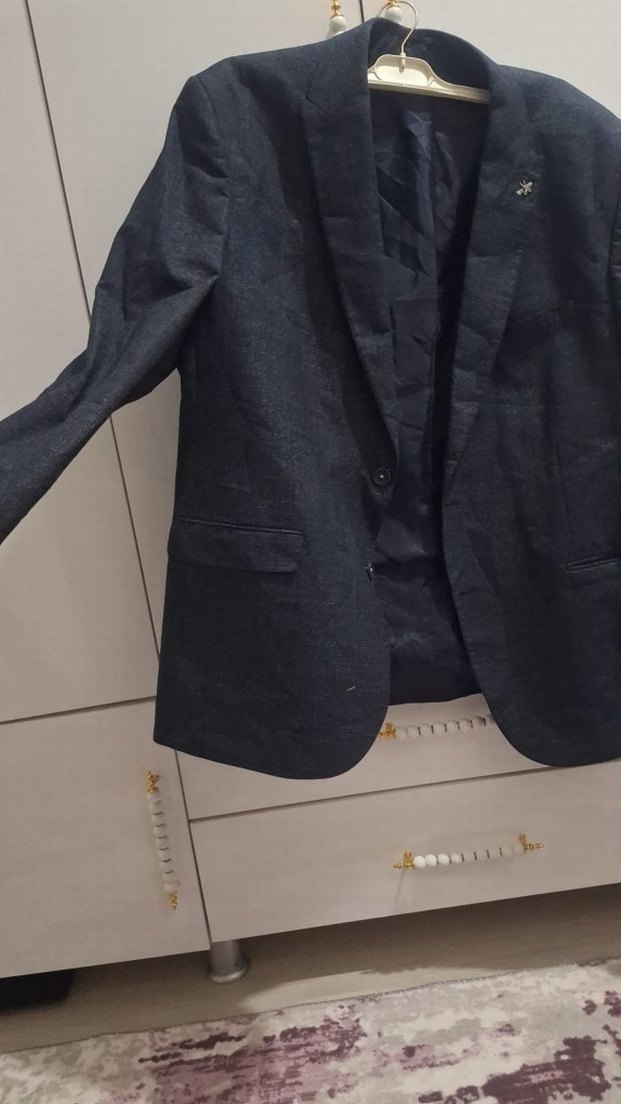 Düğmeli Gri Erkek Takım Ceketi - Görsel 3