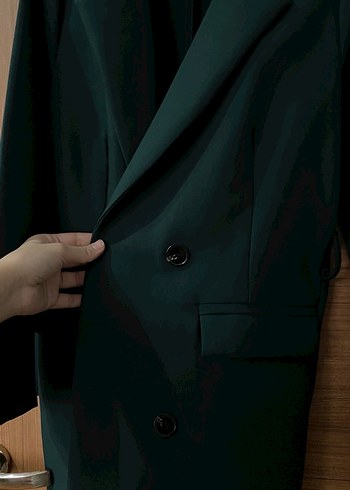 Düğmeli Yeşil Kadın Blazer Ceket - Görsel 4