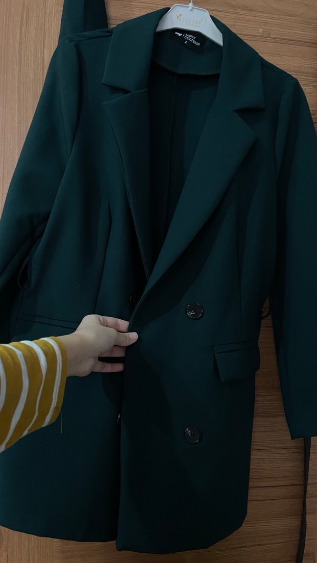 Düğmeli Yeşil Kadın Blazer Ceket - Görsel 2