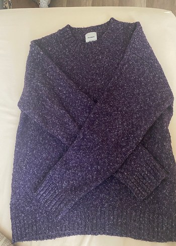 m Beden mor Renk Pull&Bear Mor Örgü Kadın Kazak