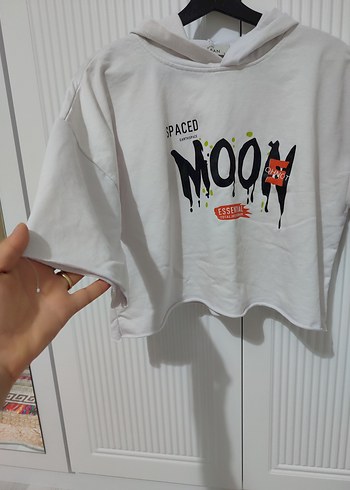 Diğer Baskılı Kısa Kollu Beyaz Kadın Sweatshirt