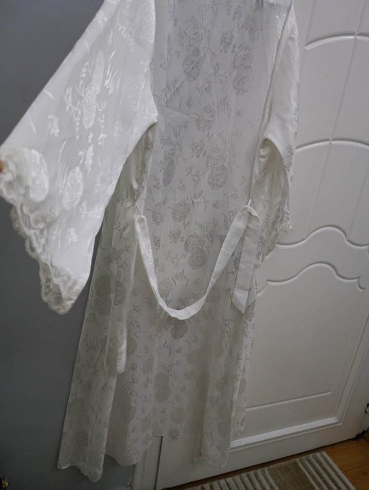 Uzun Beyaz Bohem Kadın Sabahlık ve gecelik - Görsel 5