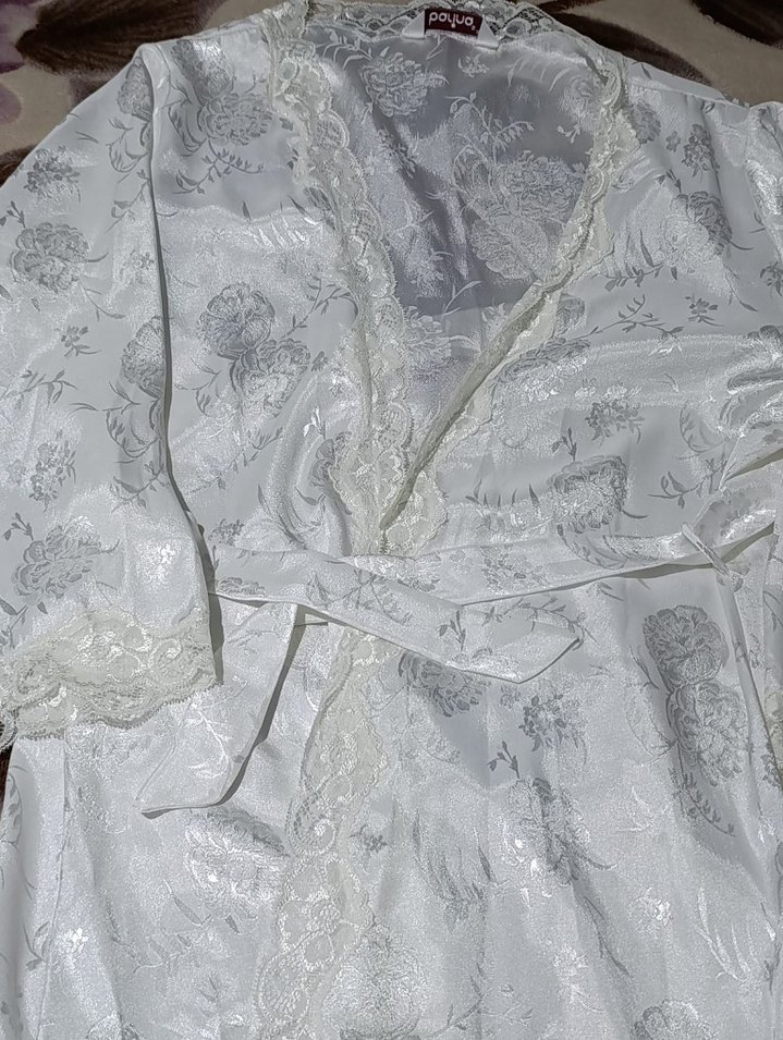 Uzun Beyaz Bohem Kadın Sabahlık ve gecelik - Görsel 4