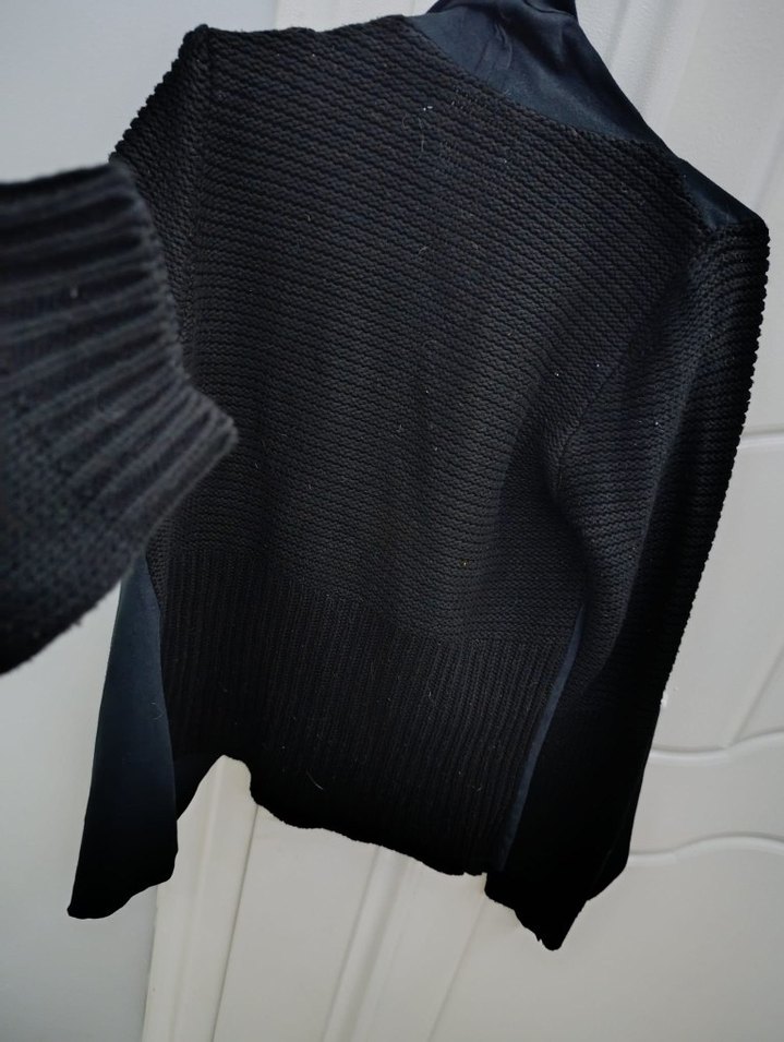 Siyah Drapeli süet detayli Ceket - Görsel 4