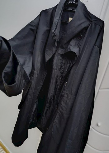 Düğmeli Siyah  Kaban büyük beden - Görsel 2