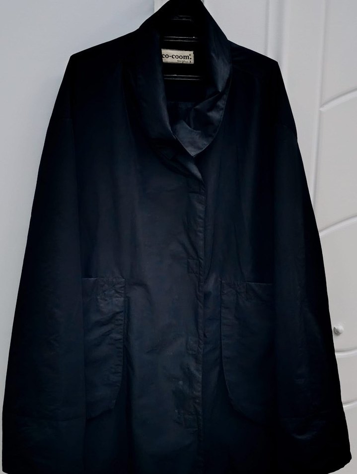 Düğmeli Siyah  Kaban büyük beden - Görsel 3