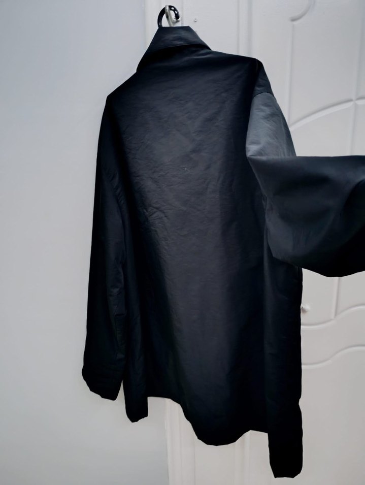 Düğmeli Siyah  Kaban büyük beden - Görsel 5