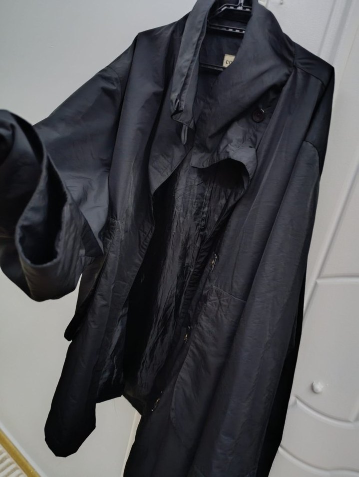 Düğmeli Siyah  Kaban büyük beden - Görsel 2