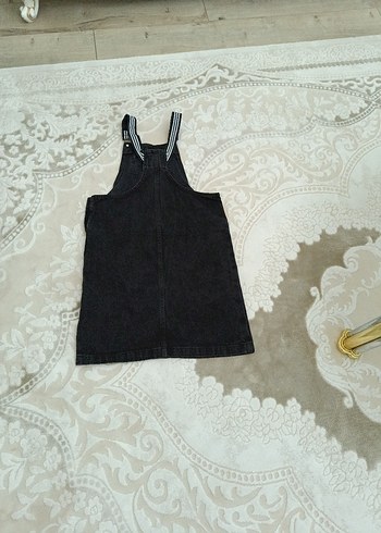 Kız Çocuk Siyah Denim Askılı Elbise - Görsel 6