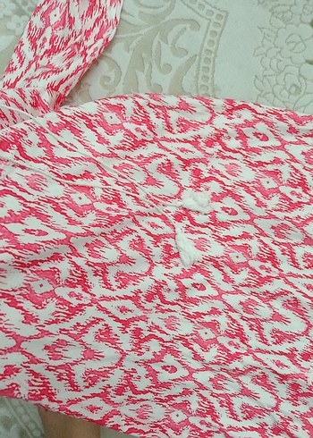 Pembe Bağlama Desenli Uzun Bohem Elbise - Görsel 7