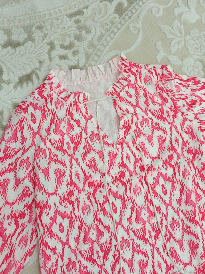 Pembe Bağlama Desenli Uzun Bohem Elbise - Görsel 3