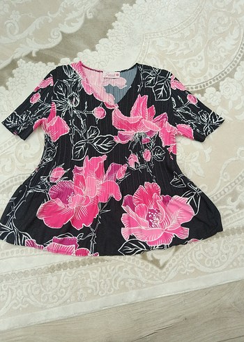 Pembe Çiçekli Piliseli Tunik - Görsel 5