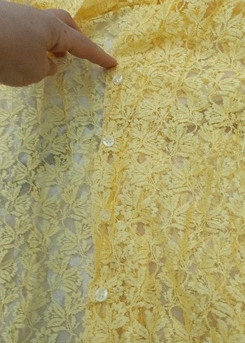 Sarı Dantel Detaylı Bohem Kadın Bluz - Görsel 6