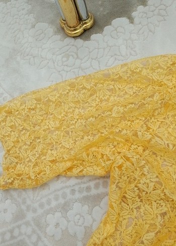 Sarı Dantel Detaylı Bohem Kadın Bluz - Görsel 7