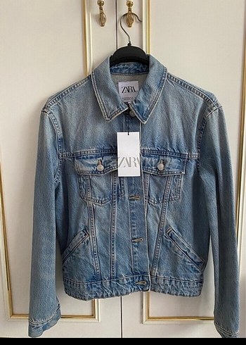 Zara Gri Mavi Kadın Denim Ceket