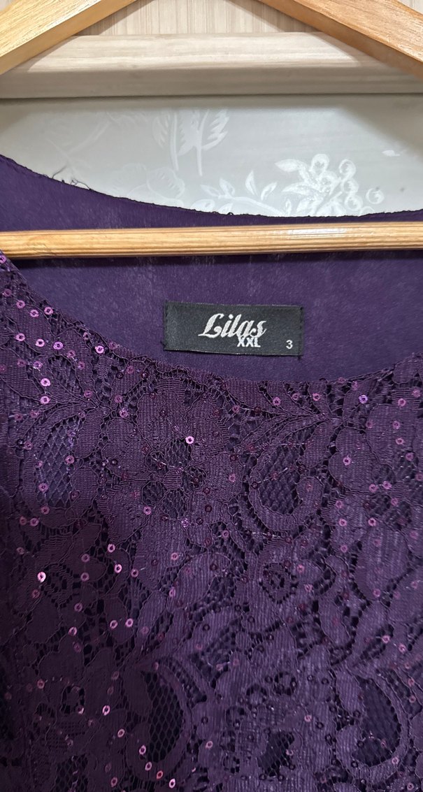 Mor Uzun Kollu Salaş Abiye Elbise - Görsel 4