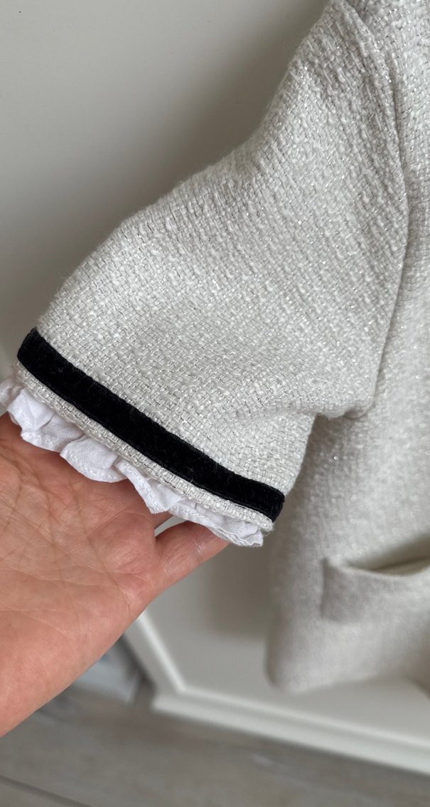 Kız Çocuk Beyaz Örgü Kısa Kollu Elbise - Görsel 3