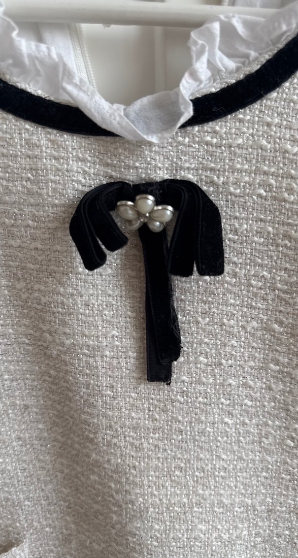 Kız Çocuk Beyaz Örgü Kısa Kollu Elbise - Görsel 2