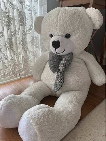 Beyaz peluş ayı Papyon detaylı