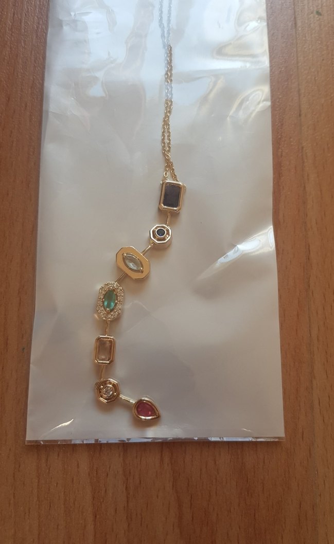 Uzun Zincir Detaylı Bohem Altın Kolye - Görsel 3