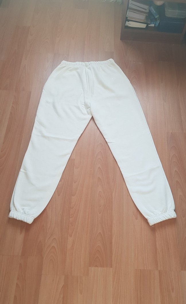 Beyaz Rahat Kesim Kadın Eşofman Altı - Görsel 5