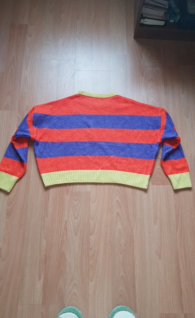 Renkli Çizgili Kadın Triko Kazak - Görsel 4