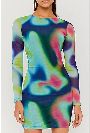 Karışık renkli elbise - Görsel 5