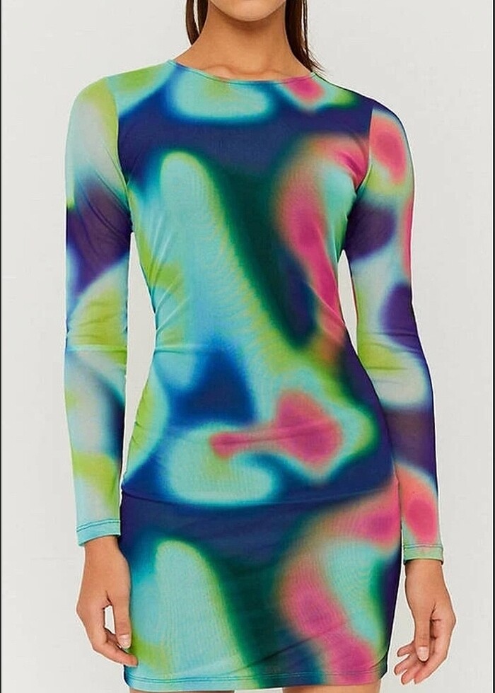 Karışık renkli elbise - Görsel 5