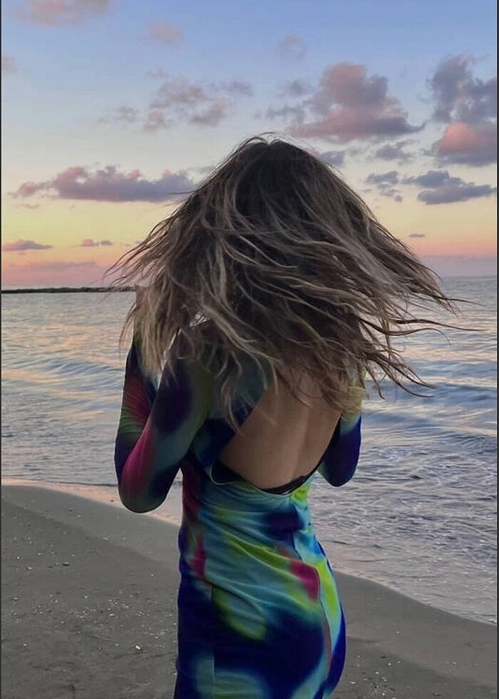 Karışık renkli elbise - Görsel 4