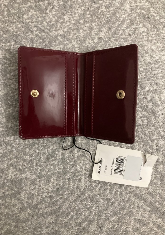 Bordo Parlak Deri Kadın Cüzdanı - Görsel 2