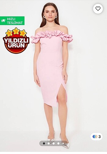 Trendyol pembe abiye elbise