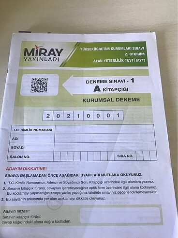  Beden Renk Ayt denemeleri