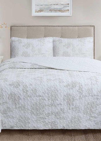 Gri Nakışlı Yatak Örtüsü - Görsel 4