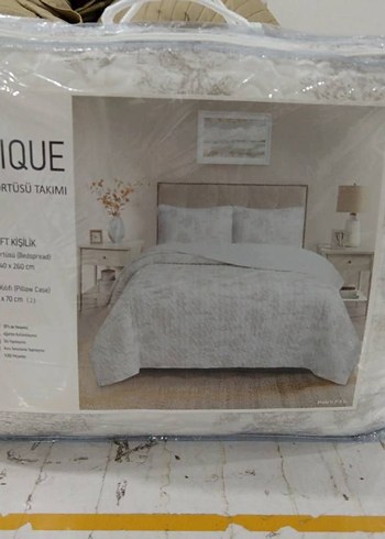 Gri Nakışlı Yatak Örtüsü - Görsel 5