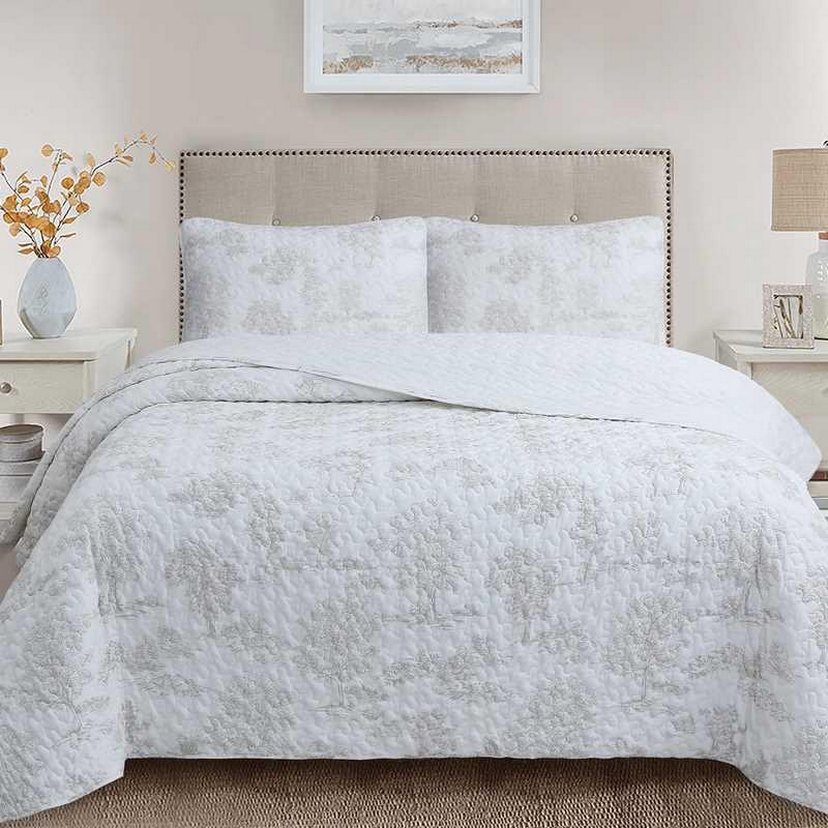 Gri Nakışlı Yatak Örtüsü - Görsel 4