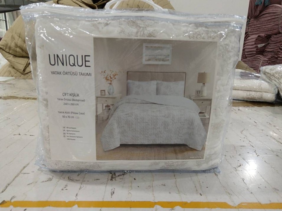 Gri Nakışlı Yatak Örtüsü - Görsel 5