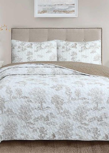 Gri Nakışlı Yatak Örtüsü - Görsel 2