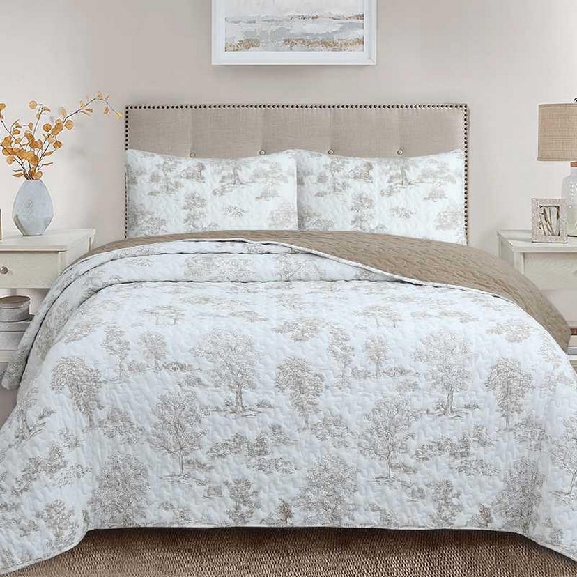 Gri Nakışlı Yatak Örtüsü - Görsel 2