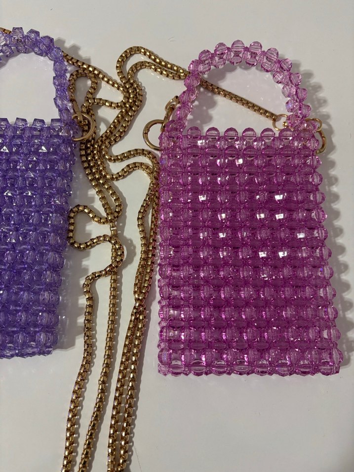 Boncuklu Pastel Mor ve Pembe Kadın Çantaları - Görsel 3